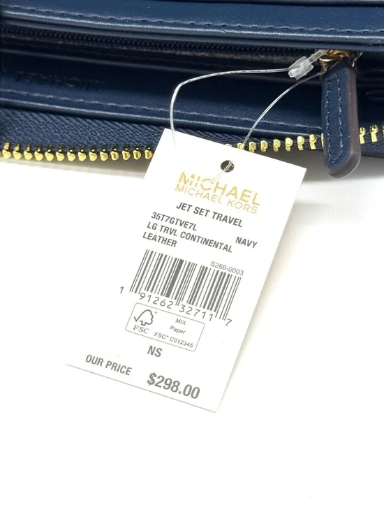 Michael Kors Large Continental Wallet Navy Blue - Picture 6 of 6